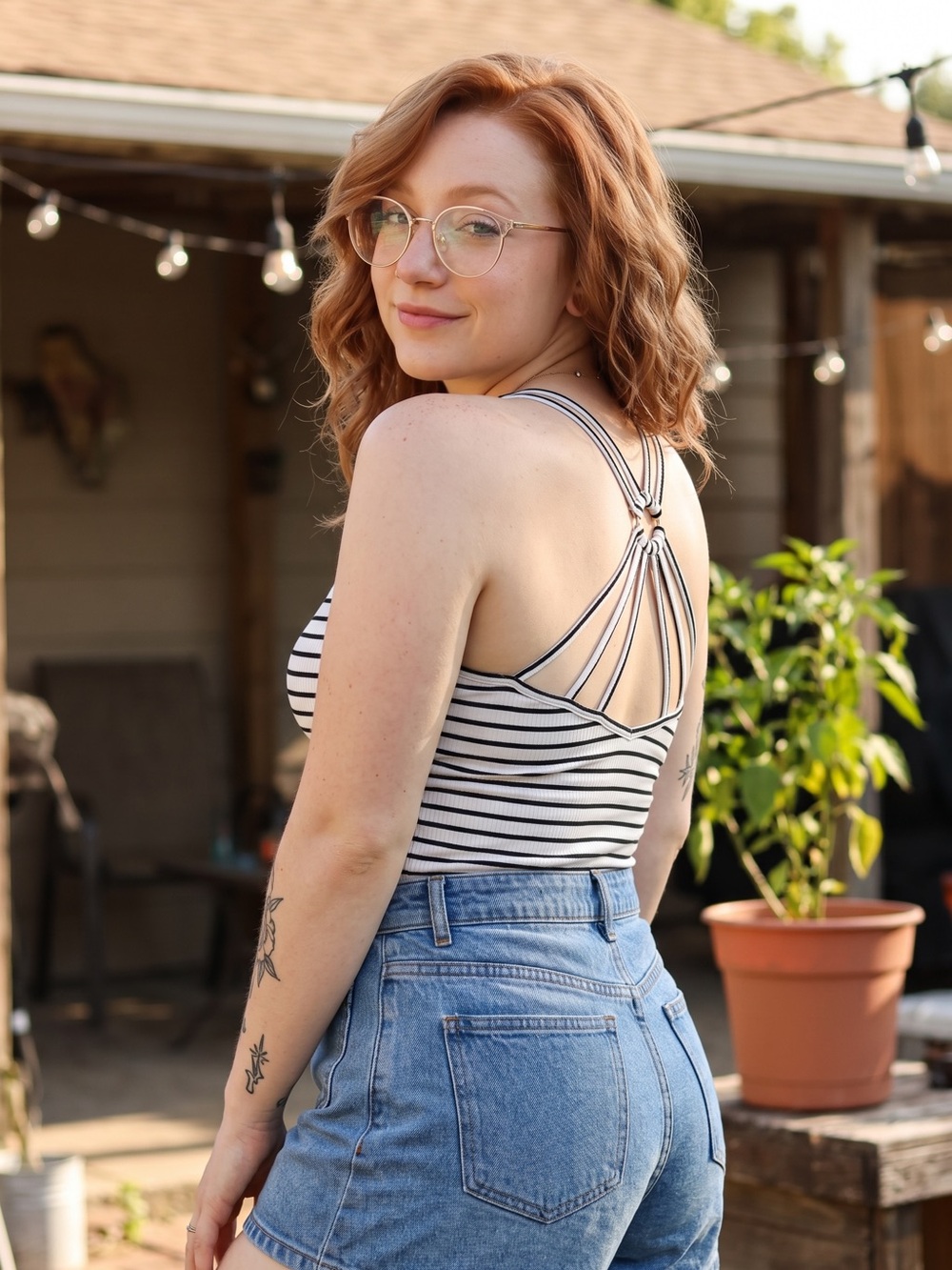 ☀️ American Eagle • Striped White and Black Ribbed Tank Top w/ Strappy Back
